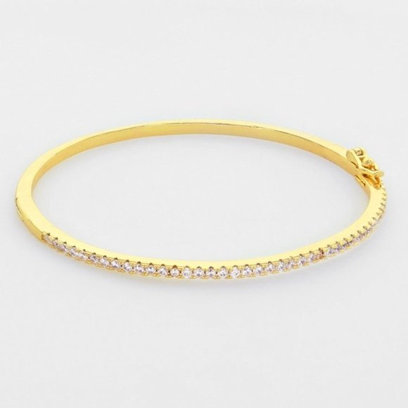 NEW Pave CZ Diamond Bangle Cuff Bracelet NWT - Picture 1 of 4